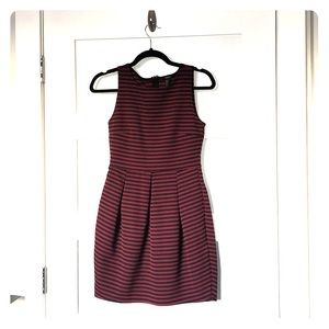 Burgundy dress with black stripes